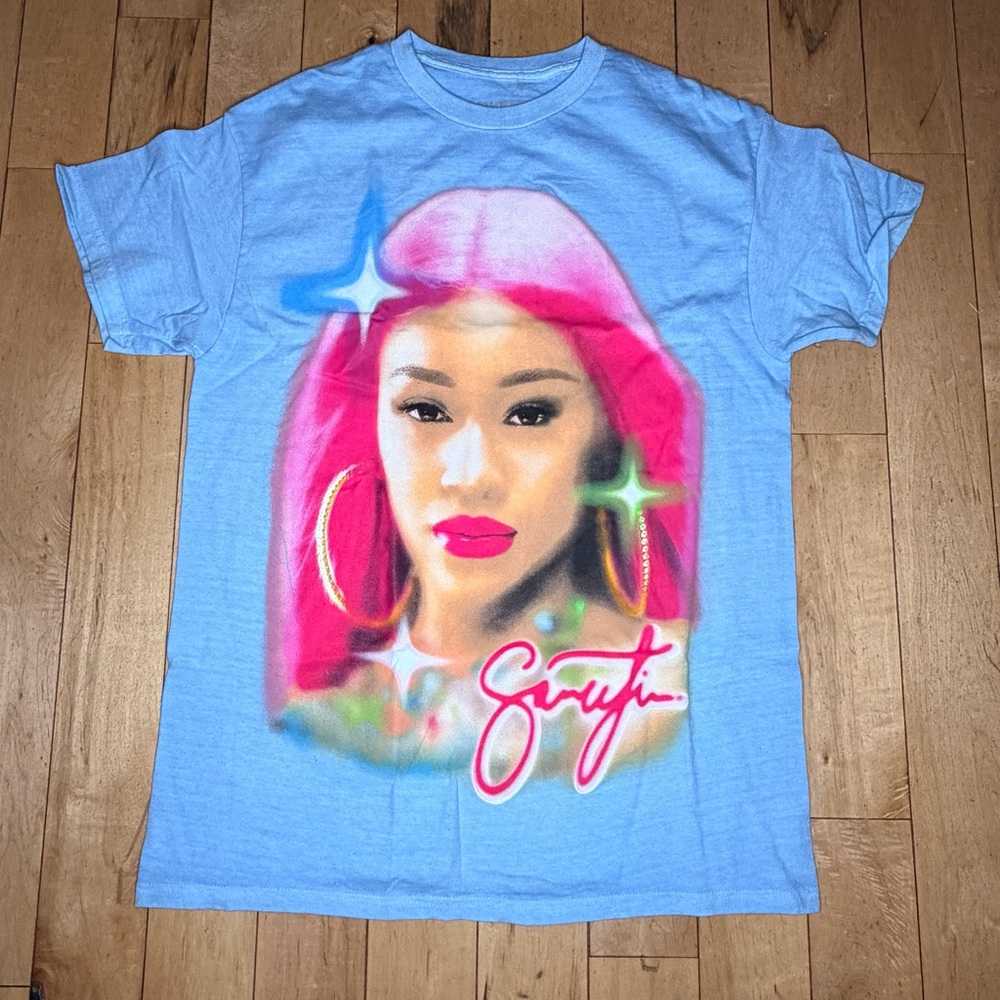 Fashion Nova Saweetie NANI Graphic Tee - Light Blue Woman’s S